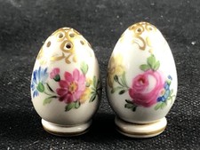 GOOS ANTIQUE DRESDEN PORCELAIN FLORAL SALT AND PEPPER POTS.