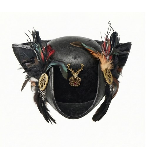 Tricorn hat with - with, feathers