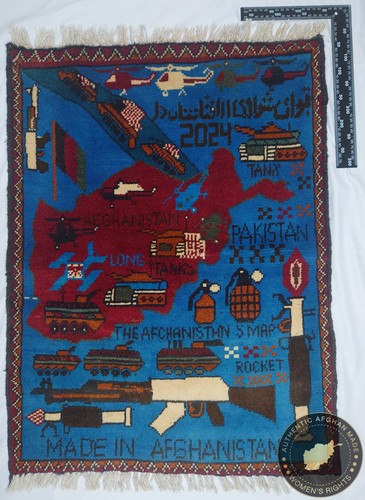 Afghan war rug handknotted - afghan,