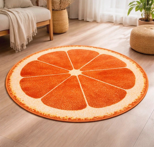 Orange round rug tropical - round,