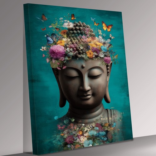 Buddha floral canvas print - buddha,