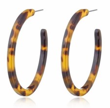 Acrylic Marbled Earring Leopard Round Hoop Earrings Women Tortoise Shell Jewelry