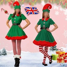 Elf Costume Deluxe Christmas Fancy Dress Santa Helper Costume Set for Women Girl