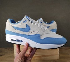 Rare Nike Air Max 1 White University Blue Grey Trainers Size UK 9.5 - FD9082-103