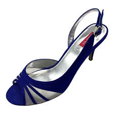 Jacques Vert Blue Synthetic Mesh High Heel Party Slingback Shoes Size 7 Used