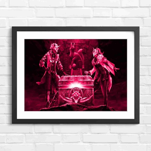 Fantasy fox warrior - chest, pink