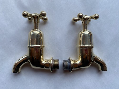 Polished brass bib taps - brass,