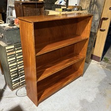 Vintage Large Wood Open Bookcase Shelves Storage