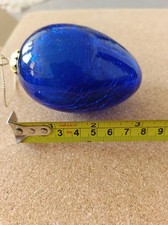 Vintage Heavy Original Kugel Cobalt Glass Cracked Holiday Christmas Ornament