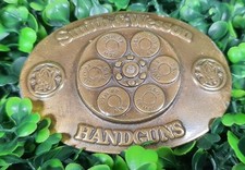 Vintage Smith & Wesson Brass Belt buckle Six Shooter Revolver 1989 Bergamot