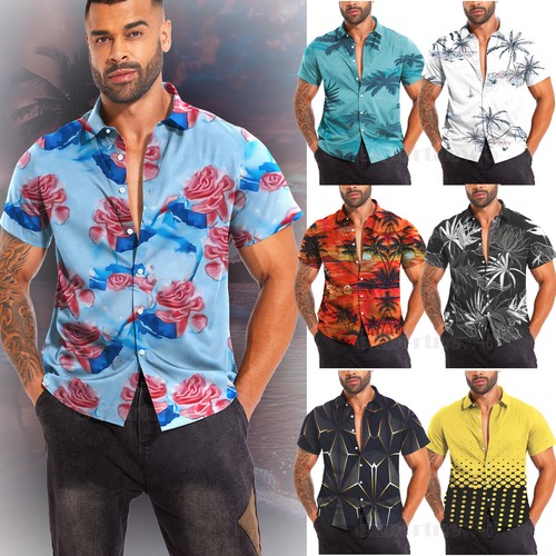 Mens hawaiian shirt stag - shirt, beach