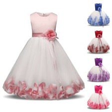 New Flower Girl Dress With Rose Petals Inside Wedding Princess Party Kids Clothe