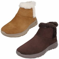 LADIES GO JOY BUNDLE UP PULL ON SUEDE LEATHER WINTER ANKLE BOOTS SKECHERS £49.99
