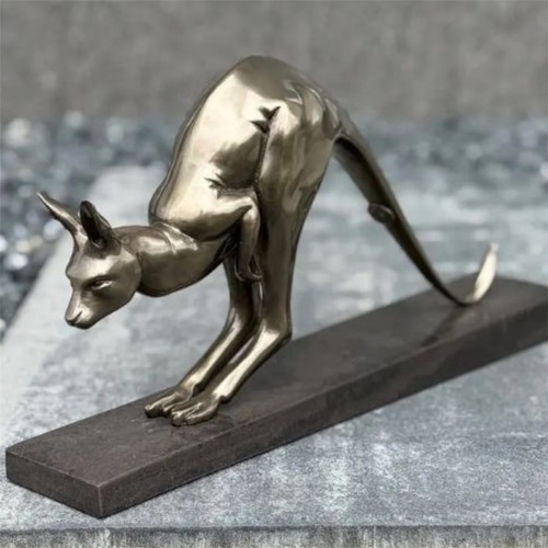 Kangaroo bronze statue silver - statue,