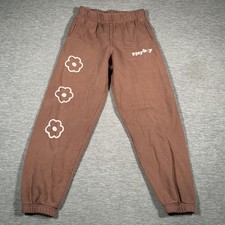 Playboy by PacSun Sweatpants Womens XS Brown Joggers Flower Graphic Pockets