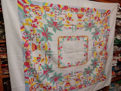 Vintage tablecloth colorful - vintage,