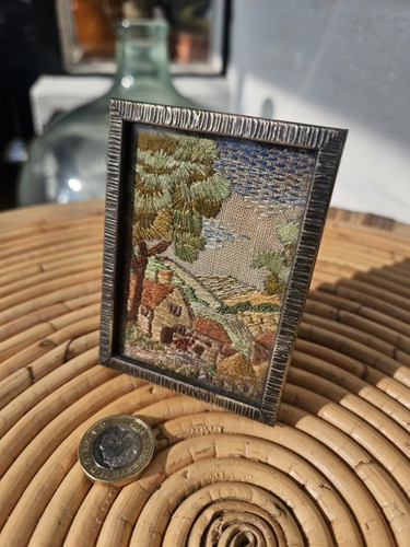 Vintage miniature crewel work - miniature,