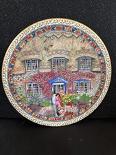 Country Cottages Plate By Sue Scullard, Royal Worcester, Sussex Flint, 1991 Ex