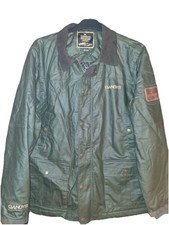 Gandys Waxed Men's Large Jacket Green Corduroy Collar Outdoor 