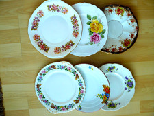 6 x VINTAGE MISMATCHED CAKE/SANDWICH PLATES JOB LOT WEDDING BULK CROCKERY SET 1