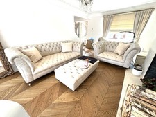 BESPOKE 3 Seater Sofa With 2 Seater Love Chair in Unique Stone Leather&fabric