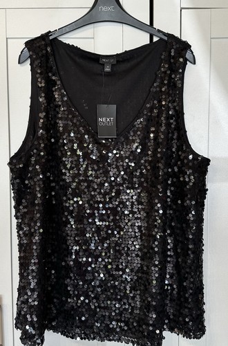 Sequin black sleeveless vest - sequin,