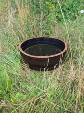 SMALL 20CM TALL SHALLOW OAK HALF BARREL HERB FLOWER GARDEN PLANTER POT TUB