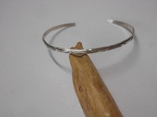 Native American Navajo Silver Bangle Men’s S Adjustable 3mm New