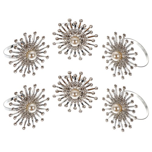 6pcs sturdy silver napkin - silver,