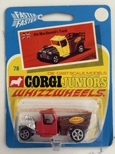 CORGI JUNIORS 78 OLE MACDONLDS TRUCK , WHIZZWHEELS, MINT, NEAR MINT SHORT CARD.