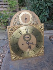 Antique 8-Day Longcase Clock Brass Dial and Movement. C1750. Strike/ Silent, 12"