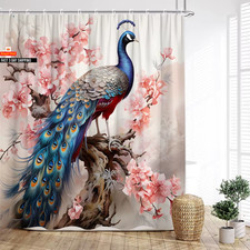 Green Peacocks Shower Curtains