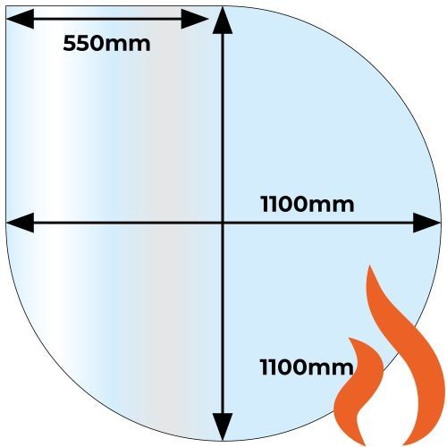 Glass hearth fire tear drop - glass,