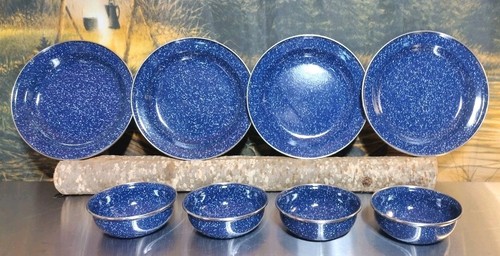 Blue white speckled metal - white,