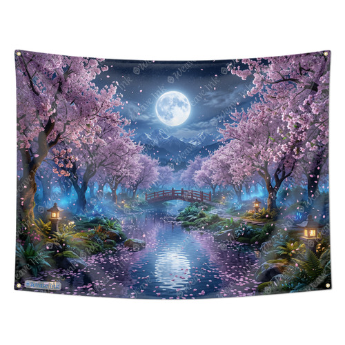 Cherry blossom moonlit - blossom,