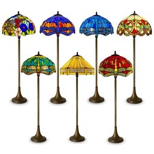 Tiffany Style Stained Glass Floor Lamp Handcrafted Vintage Standing Light Home