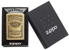 Genuine ZIPPO Lighter 254BJD JACK DANIELS Tennesee Whiskey BRASS EMBLEM BNIB