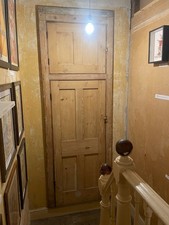 Edwardian wooden cupboard door, antique pine, large 