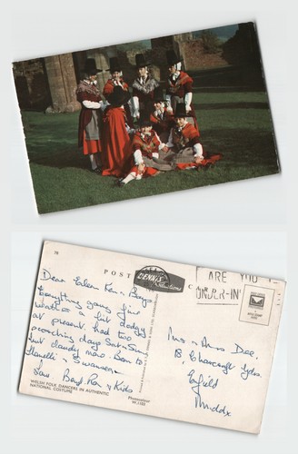Postcard welsh folk dancers - postcard,