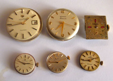 6 Vintage watch movements Movado Roamer Omega , all working&