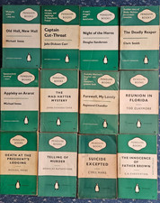 12 vintage 1950s Penguin Green Crime paperbacks JD Carr Michael Innes 1sts etc