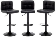 Set of 3 Black Bar Stools