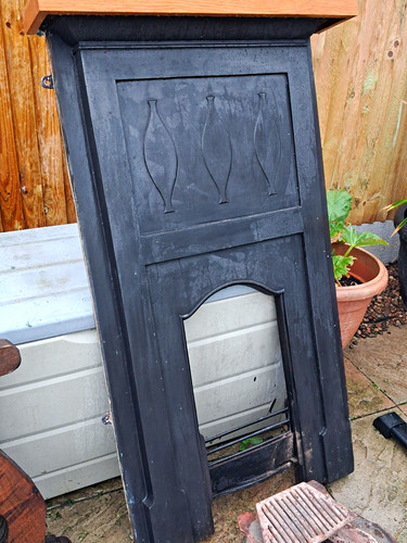 Black metal fireplace - metal,