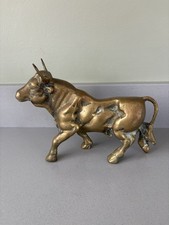 Heavy Brass Vintage Bull Statue Animal Sculpture Home Decoration Collectible