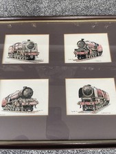 Steam Railway Framed Watercolour And Ink Paintings Vintage Tony Slater Original 