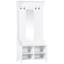 White Hallway Storage Bench