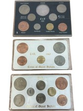 British Coin Sets 1965 1966 1967 Elizabeth II Half Crown Sixpence Penny