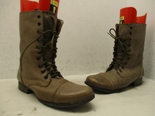 Steve Madden Troopa Stone Leather Zip Lace Combat Fashion Boots Size 9.5 M