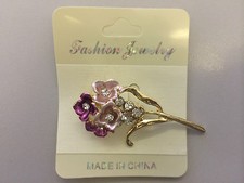 FASHION COSTUME JEWELLERY BROOCHES - STONES DIAMANTE / PEARLS 