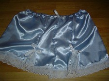 BABY BLUE SATIN WHITE LACE FRENCH CAMI STYLE KNICKERS  30-46 WAIST